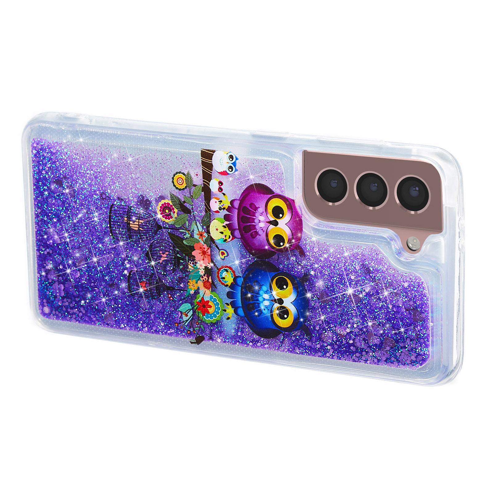 

For Samsung Galaxy S24 TPU Case Embossment Pattern Quicksand Phone Cover Two Owls