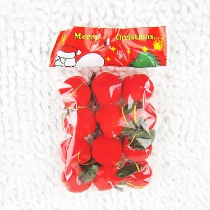 12 Pcs/pack Christmas Decoration Red Apple Christmas Tree Decorations Pendant Christmas Gift Kids New Year