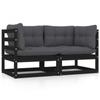 Day and Night - Day and Night 2-seater Garden Sofa with Solid Black Pine Wood Cushions