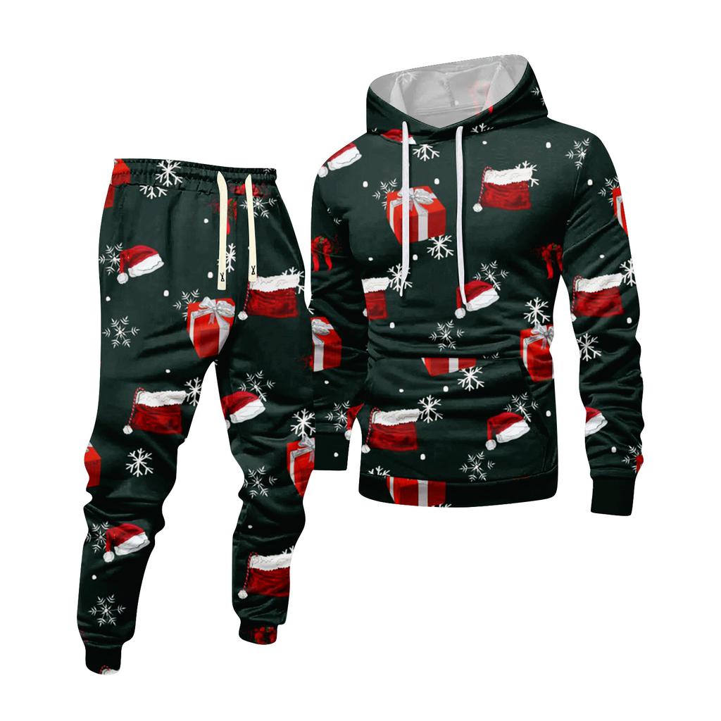 Sudadera con capucha estampada para hombre y pantalones de chándal Traje deportivo casual