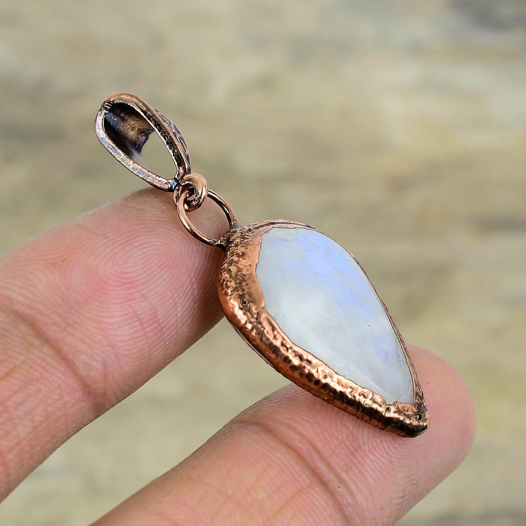 Rainbow Moonstone Pendant Electroformed Copper Pendant Dainty Pendant Handmade Electroformed Jewelry Natural Gemstone Pendant Gift For Women