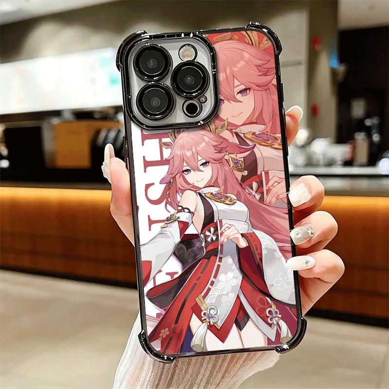 Genshin Impact Anime Beschichtetes Handyhülle Für Iphone 16 17 Pro Max Air 16E 14 15 Plus 12 13 Mini Anti-Fall Airbag Hülle