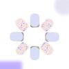 24 Pcs Glittering Press On Nail French Tips False Nail Flowers Full Cover Stick On Nail Short Square Acrylic Nail