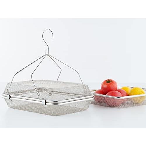 Yoshikawa Good Living Tools Stainless Steel Square Drying Basket for Vegetables and Dried Fruits, Made In Japan, Tsubame-Sanjo, YJ3477