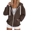 Womens Zip Up Hoodies Casual Long Sleeve Hoodie Jacket Oversized Lightweight Pullover Sweatshirts Tops With Pocket