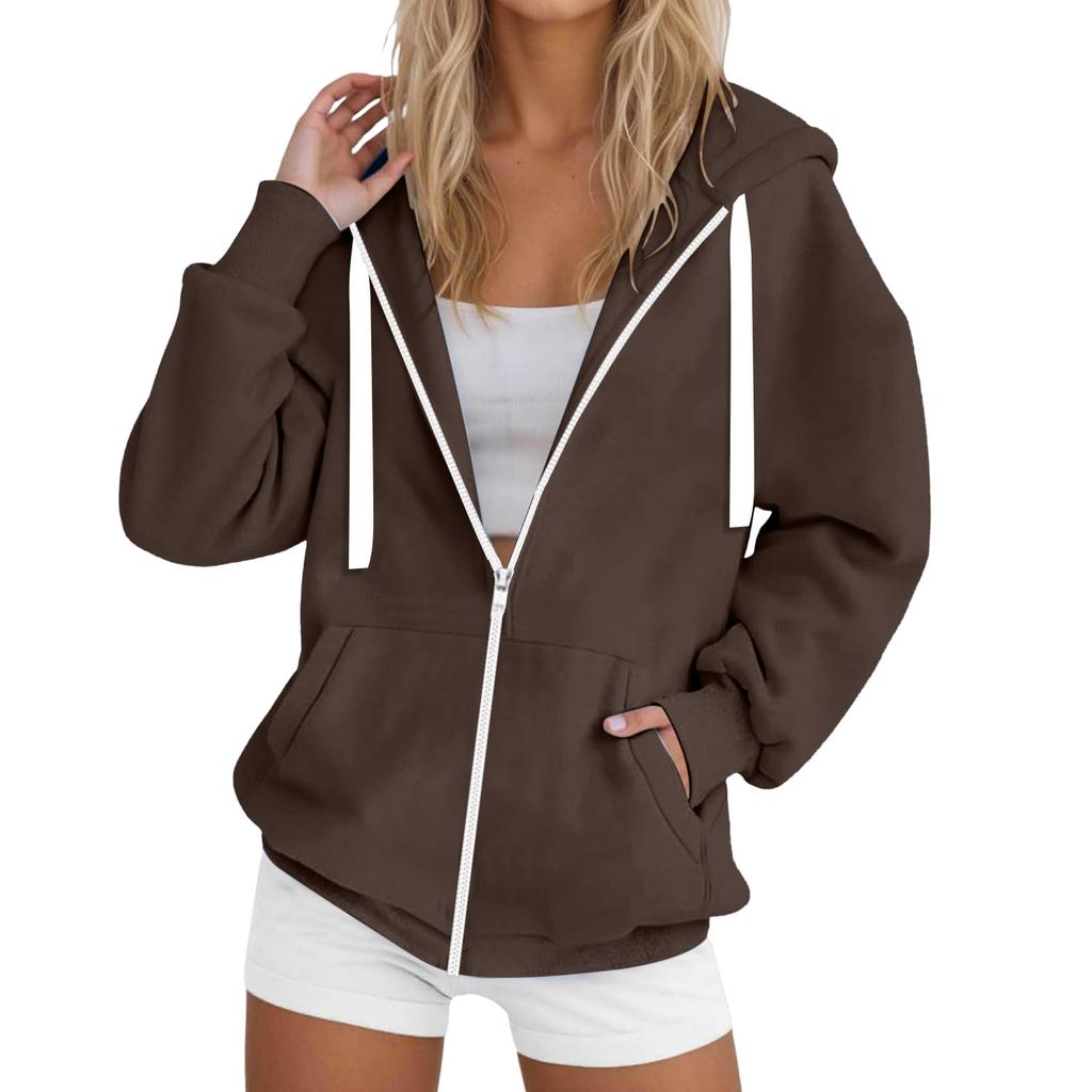 Womens Zip Up Hoodies Casual Long Sleeve Hoodie Jacket Oversized Lightweight Pullover Sweatshirts Tops With Pocket