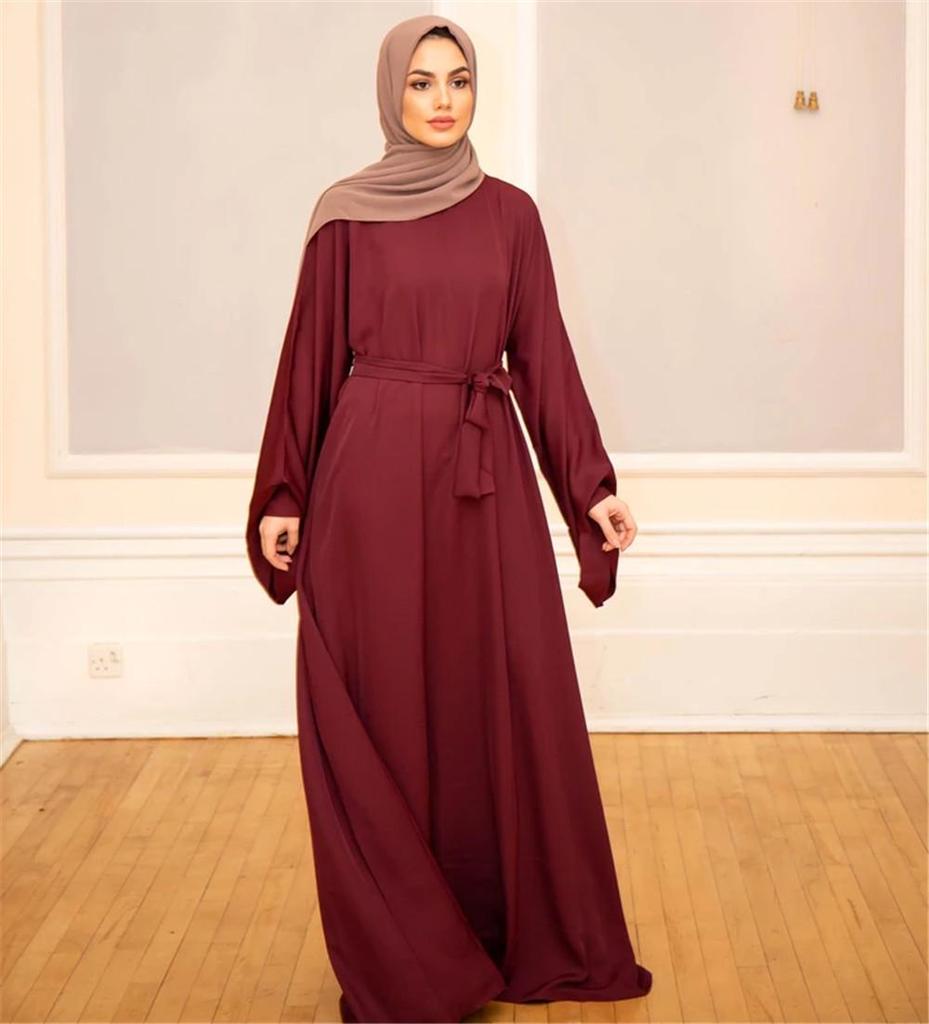 Loriya LR363 Plus Size Solid Color Long Robe Dress for Middle East & Turkey