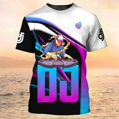 DJ Musik Glücklich Mode Kreativ Rock Print Herren Rundhals Bequem Street Style Bounce Di T-Shirt