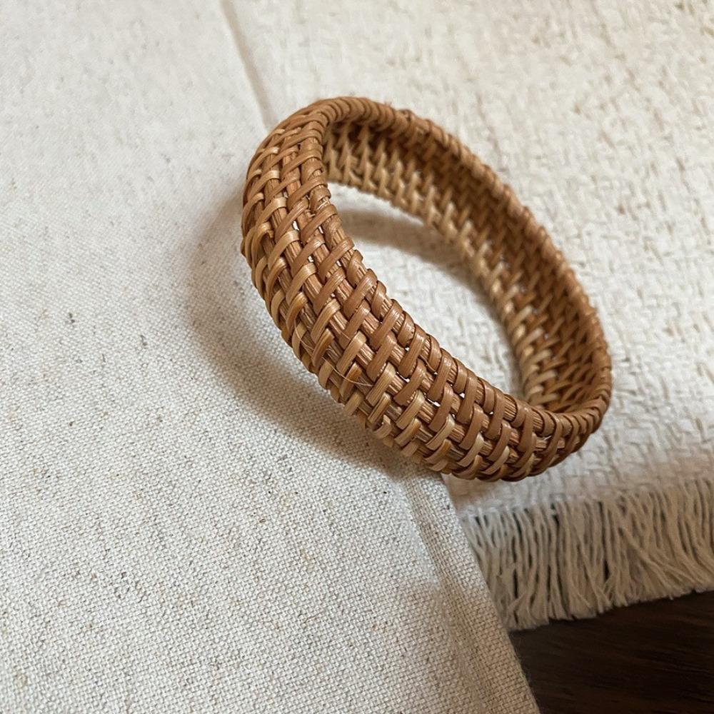Bird Nest Shape Rattan Woven Bracelet Hand Ring Bohemian Braided Bracelet  Beach