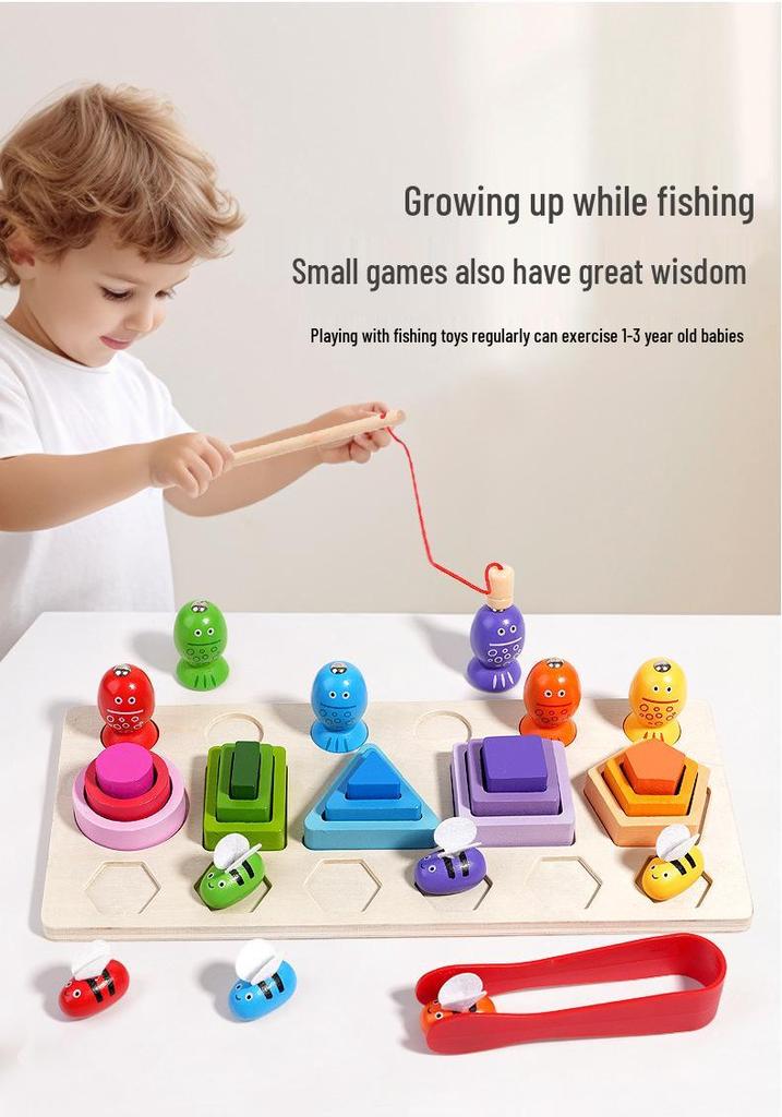 Magnetic Wooden Bee Set: 3-in-1 Educational Toy for Children's Shape Recognition and Building Skills
