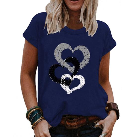 Dívčí triko s kulatým výstřihem, krátkým rukávem, odolné vůči oděru, ležérní legrační potisk srdce, svetr Top Streetwear