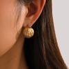 Design 18k Gold Stainless Steel Chubby Texture C-shaped Earrings Niche Unique Design Titanium Steel Stud Earrings