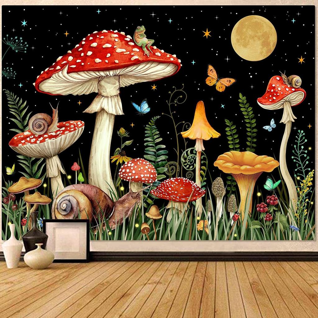 Dreamy Mushroom Tapestry Psychedelic Tapestry Bohemian Hippie Wall Tapestries For Kids Girl Bedroom Living Room Office Decor