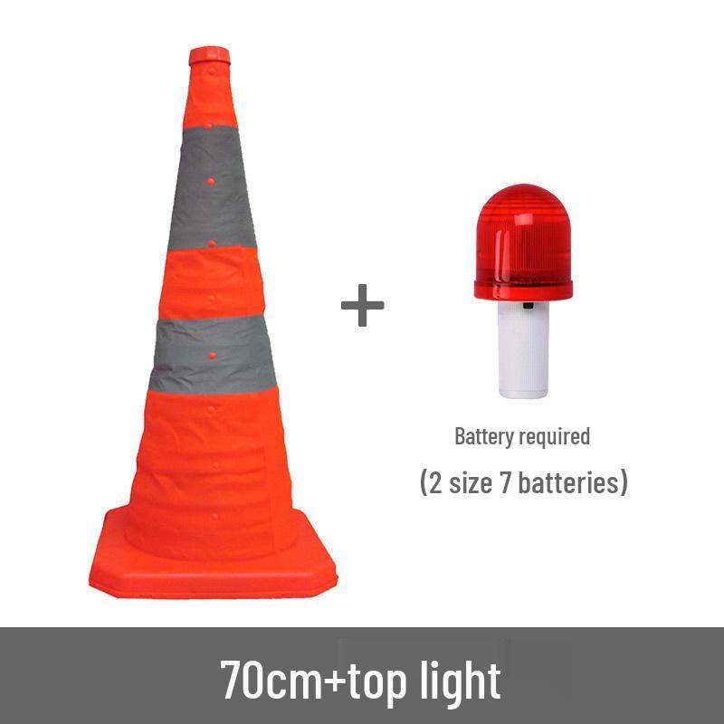 Car with Retractable Traffic Cones: Folding, Reflective, Triangular, and Portable Emergency Parking Warning Indicators