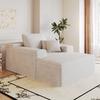 115*159cm, Comfortable Corduroy Sofa, Deep Seat, Boneless Modular, Sponge, No Assembly Required, Compression, Living Room, Bedroom, White