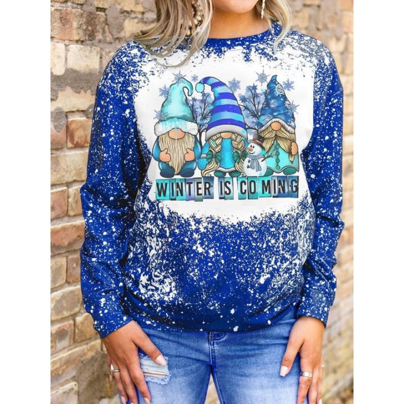 Women's Christmas 3D Printed Crew Neck Long Sleeve T-Shirt Fashion Versatile Breathable Trend Casual