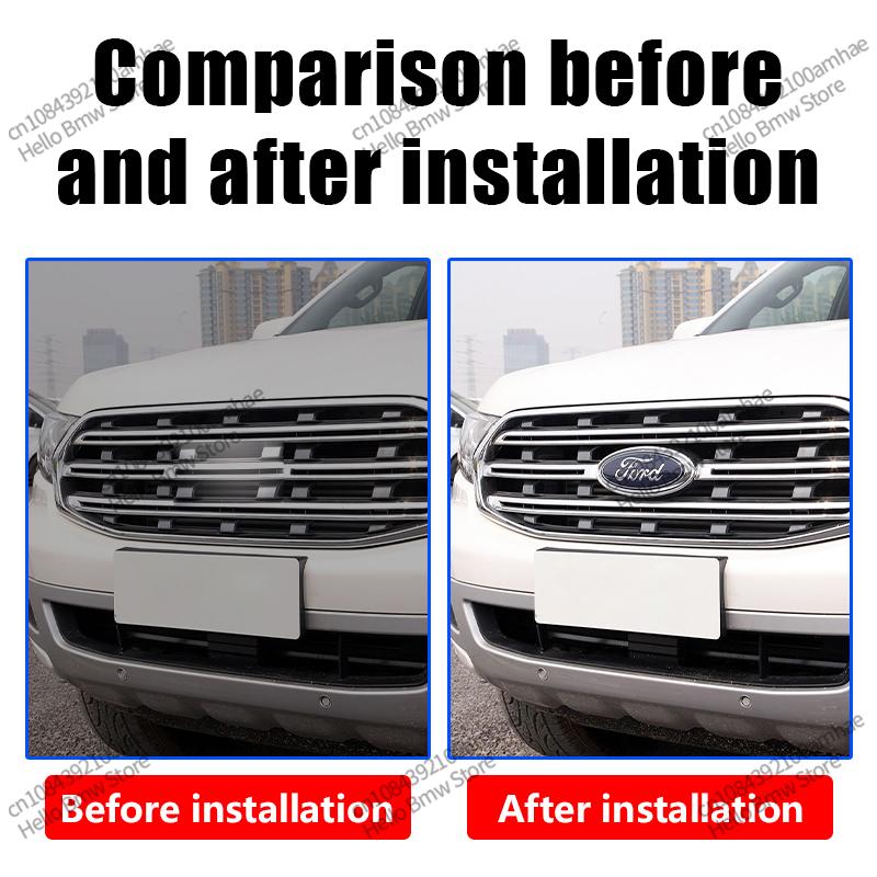 AJH1 14.7cm ABS Car Front Grille Hood Badge Emblem Replacement With Clips For Ford Focus Mondeo Fusion MK2 MK4 F150 F250 Auto Tuning