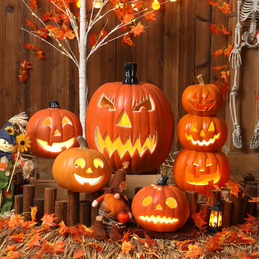 Halloween Pumpkin Lantern Decorations & Photo Props Set