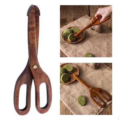 Tongs, Steak Clamp, Multi- Flipping Wooden Tongs Clip for Bread BBQ Hamburgers Pancakes Kitchen