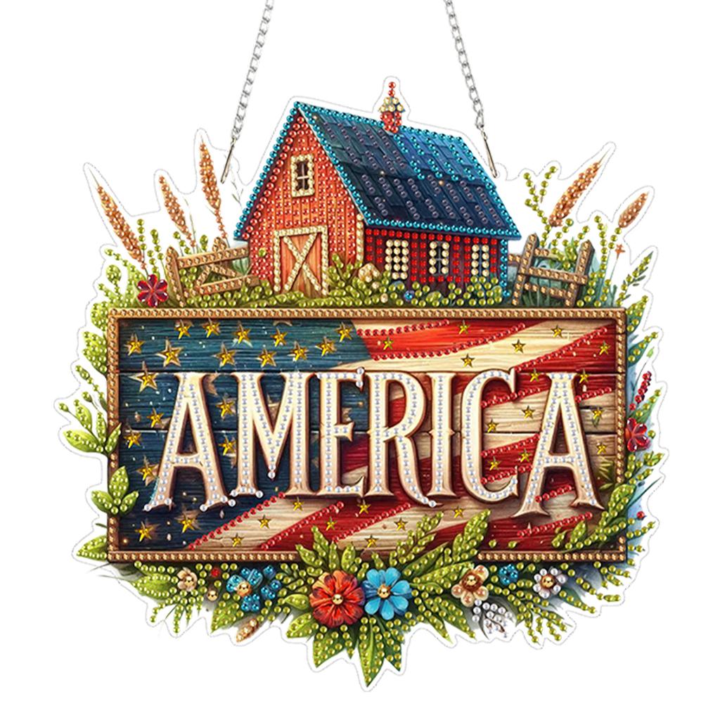 2D Flat DIY Hanging Diamond Art Kits Rhinestone Diamond Art Window Pendants Diamond Art Acrylic Pendant Wall Door Decoration