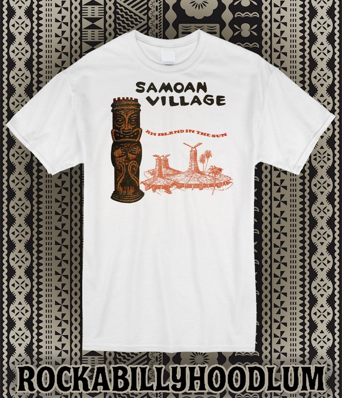 Retro Tiki Art Tee T Shirt Polynesian Samoan Village Island In The Sun XXL