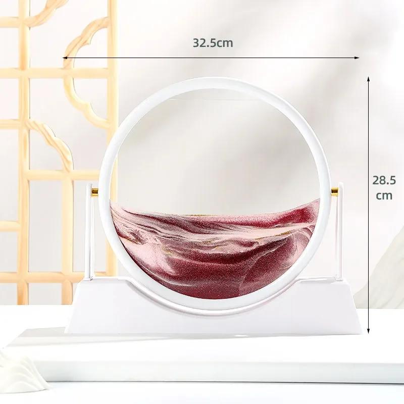 Rotatable Sandscape Moving Sand Art Picture Round Glass Deep Sea Quicksand 3D Hourglass Flowing Sand Painting Home Decor Gifts