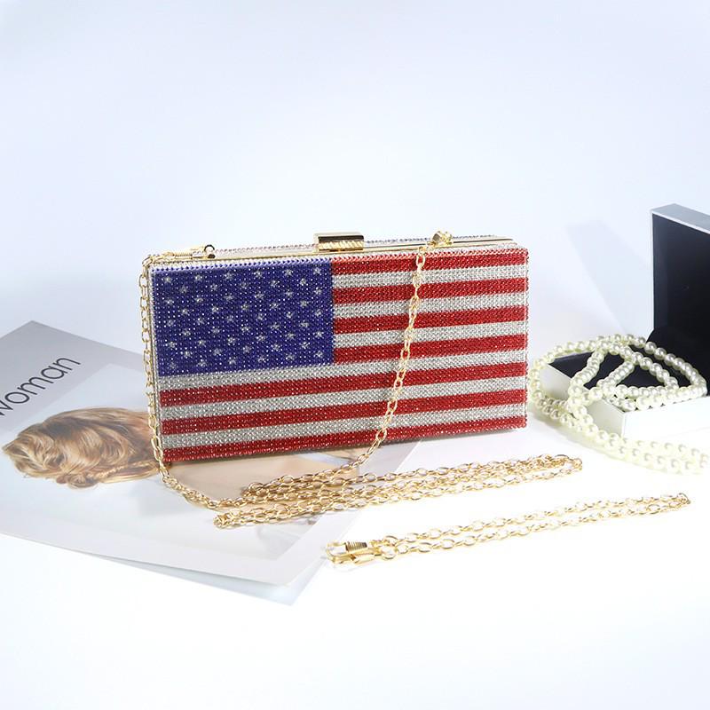 Luxuriöse Diamant-Flaggenmuster-Abend-Umhängetasche im europäisch-amerikanischen Stil bunt