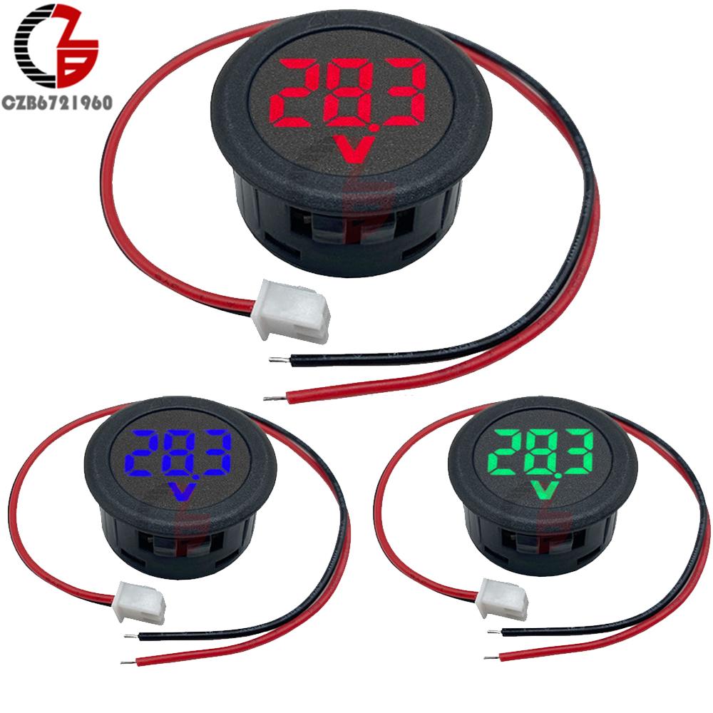 AC DC 50-500V LED Digital Display Circular Voltmeter 2 Wire DC Digital Voltmeter 12V Head Display Reverse Connection Protection