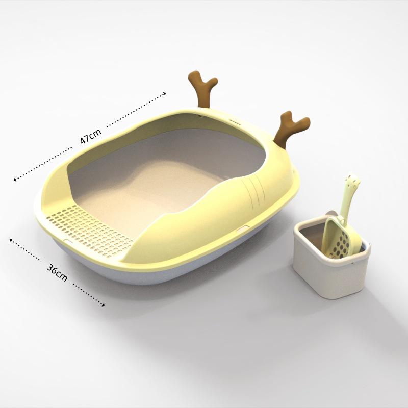Extra Large Splash-Proof Semi-Enclosed Cat Litter Box for Kittens
