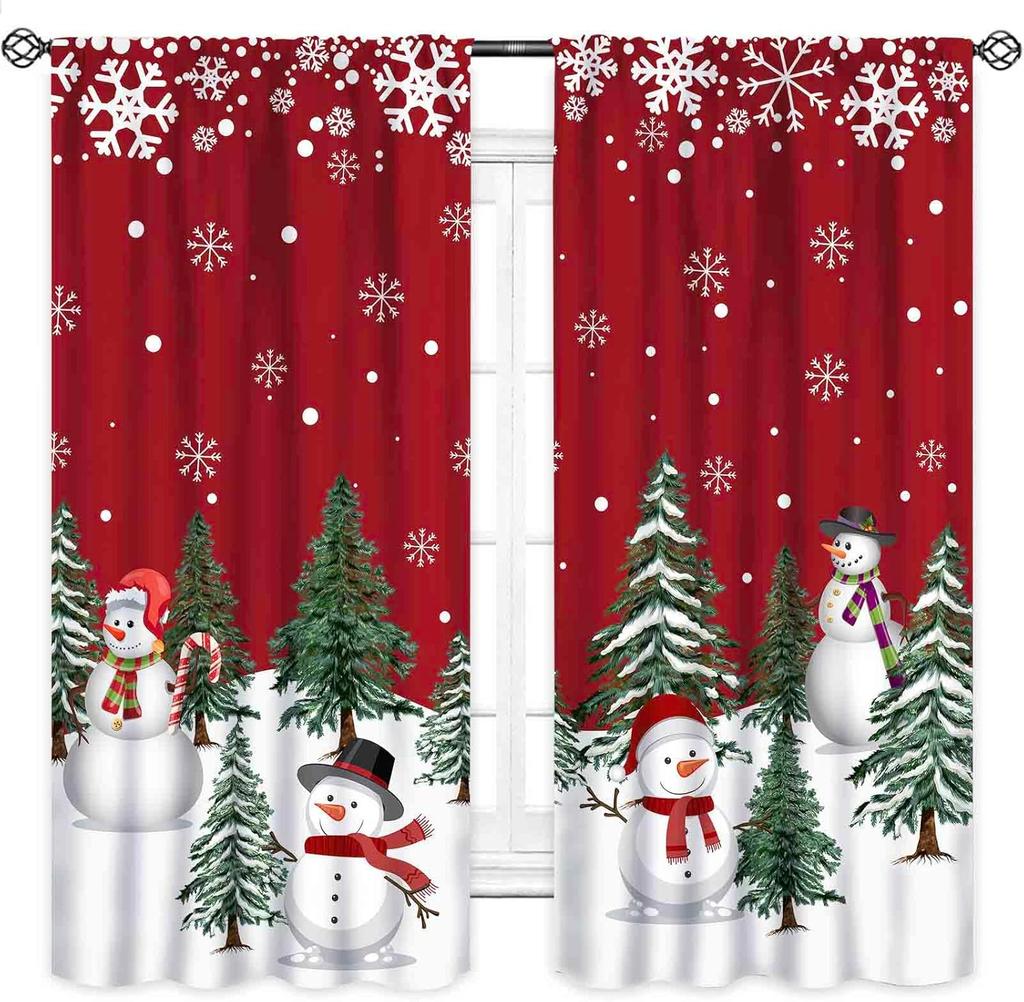 Winter Tree Curtains Living Room Bedroom Children Decor Christmas Curtain Xmas Festive Themed Window Darkening Polyester Ideal For Sitting