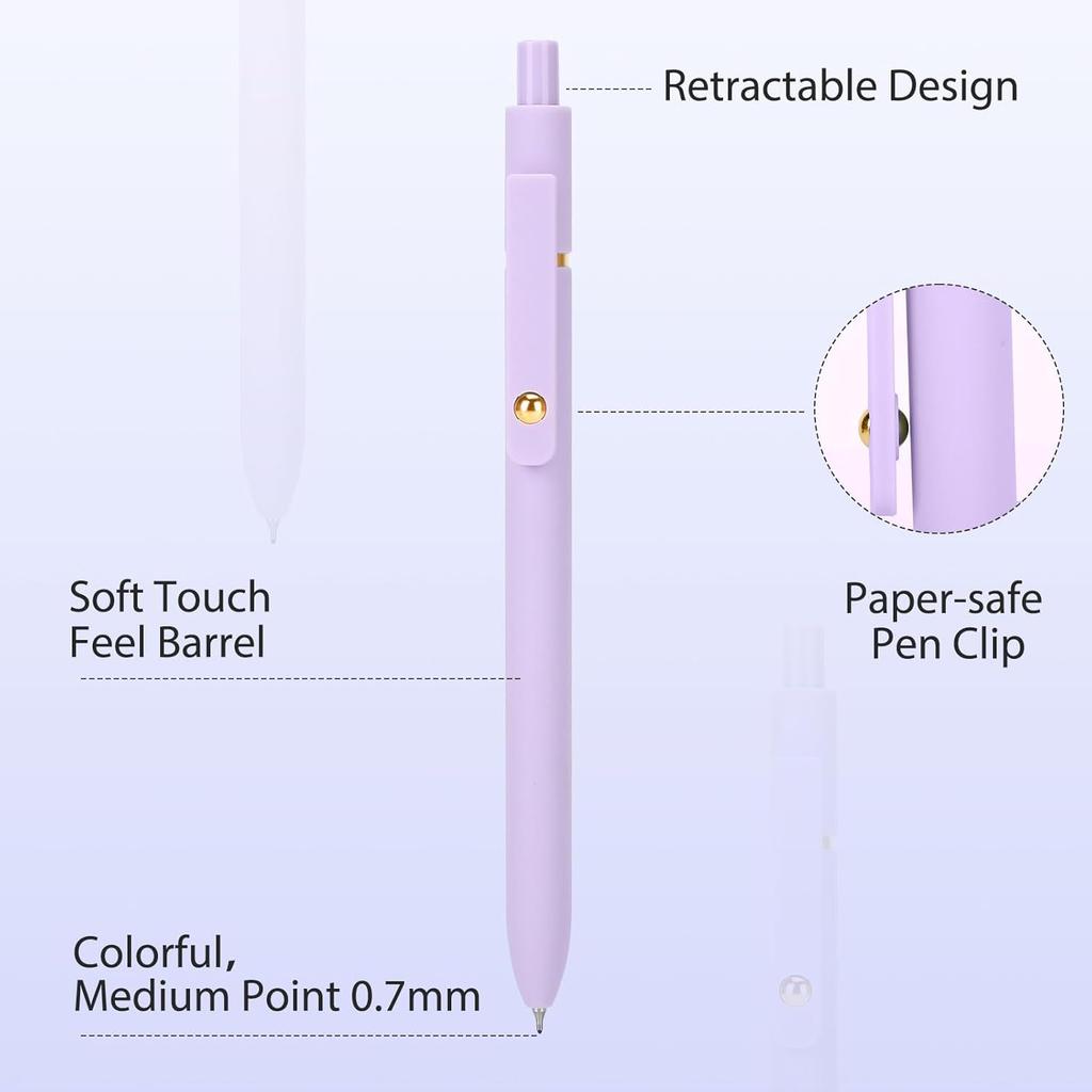 FIOVER Colorful Gel Pens - 6Pcs 0.7mm Multi-Colored Pens, Smooth Writing Coloring Journaling Supplies for Note Taking, Cute Aesthetic Office School