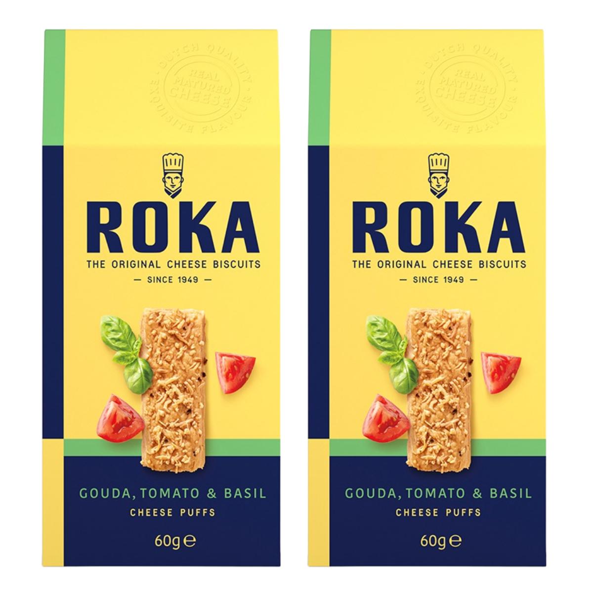 Seoul Pantry Light Roka Gouda Cheese Pastry Sticks Tomato & Basil Flavor Crispy Snack 60G X 2 Pack