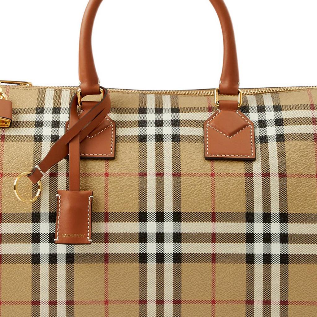 Burberry Vintage Check Leather Bowling Bag Women handbags Classic-Beige Stone-Brown 80713551