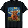 Funny Highland Cow Graphic - Van Gogh Style - Starry Night Unisex T-Shirt