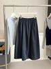 Petite High-Waisted Slimming Dark Blue A-Line Workwear Bubble Skirt for Women, 2026 Spring Collection