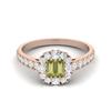 1.28 Ctw Baguette Peridot 925 Sterling Silver Rose Vermeil Accents Floral Women Wedding Ring