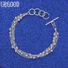 925 Sterling Silver Fashion Jewelry Multi-Chain Grape Bead Bracelet
