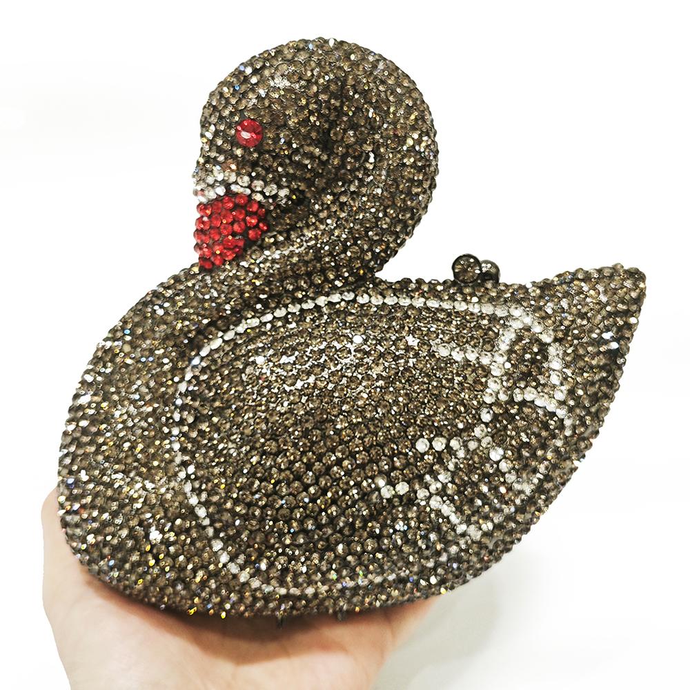 

Women s Black Swan Crystal Evening Bag WHTUOHENG Bridal Prom Clutch Purse Formal Party Rhinestone Handbag For Wedding Bags 17cmX15cmX6cm