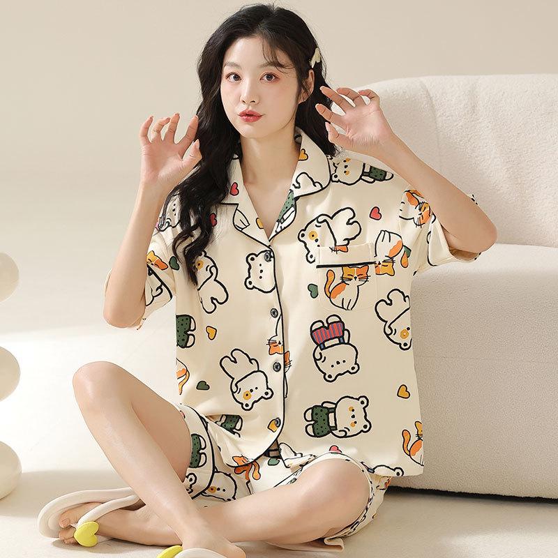 Jiikawa Wusachi Pajamas Women's Spring Summer Cotton Short Sleeve Student Loose Large Size Summer Small Hachi Loungewear
