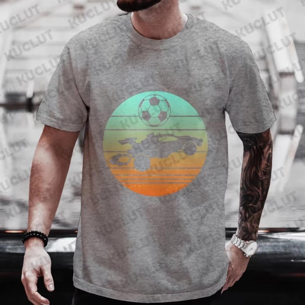 Men's T-shirt Casual Vintage Rocket Soccer Car Gamer Print Tshirts Summer O-neck T Shirt for Men Short Sleeve T-shirt Male Tops