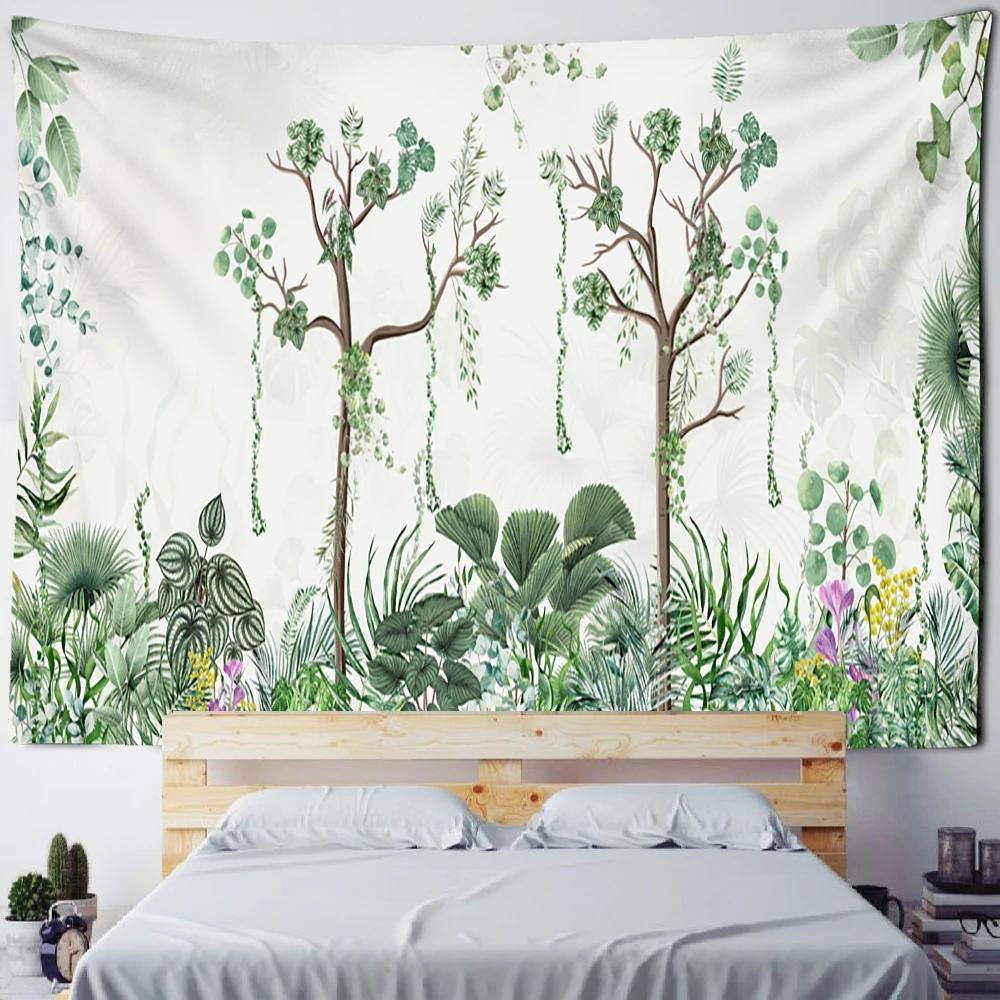 Banana Tree in the Mist Tapestry Wall Hanging Boho Hippie Tapez Polyester Background Fabric Art Home Decor
