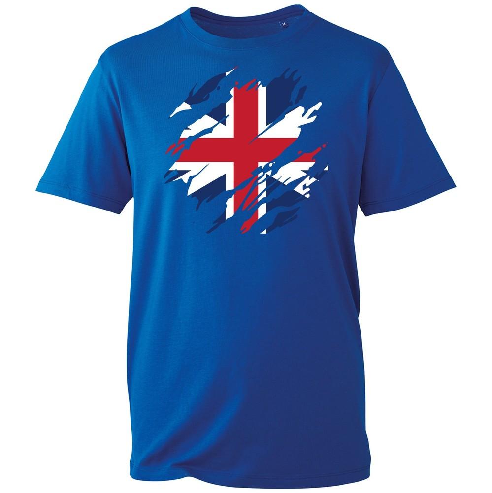 Torn British Flag Tshirt Novelty Union Jack Britain Patriot Unisexs Uk Tee Top