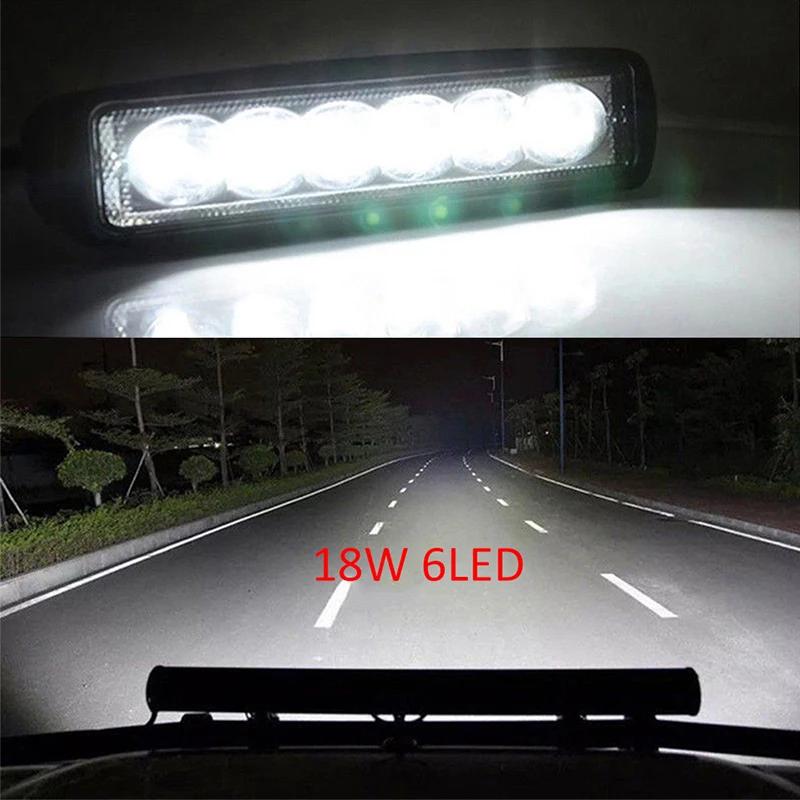 1pcs 18w 6 LED Car Work Light DRL Spotlight High Bright Waterproof Auto Offroad SUV Truck Headlights Driving Lamp 12V 24V 6000K