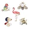 Emaille Flamingo Biene Welpe Brosche Tropföl Design Perle Eingelegt Exquisit Hypoallergen Langlebige Farbe Damen Corsage Geschenk