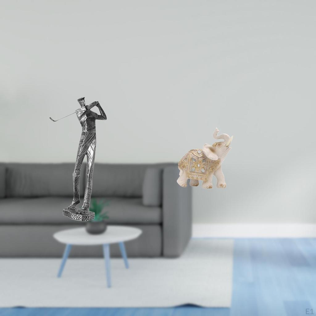 Modern Golfing Elephant Resin Figurine Sculpture Unique Golfer Animal Statue Decoration for Golf