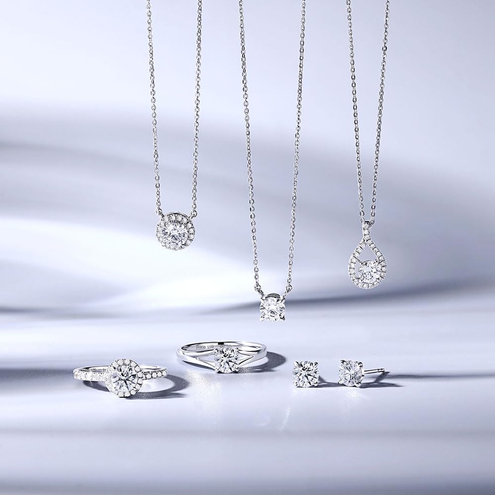 Platinum Diamond Necklace for Women 1 Diamond Lab Grown Diamond 1 Stone 4 Prongs Genuine Diamond Standard PT950 Birthday Anniversary Christmas Present