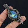 Labradorite Pendant, Handmade Gemstone 999 Copper Wire Wrapped Pendant Antique Jewelry, For Gift Silver Jewelry