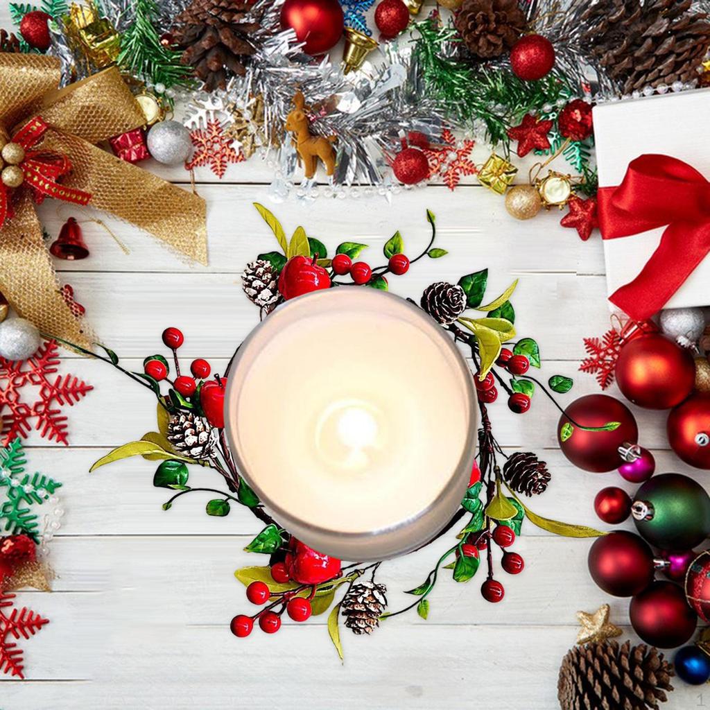Weihnachts-Kerzenring Handgefertigte Dekoration für Geburtstag Tür Jubiläen Stilvoll A