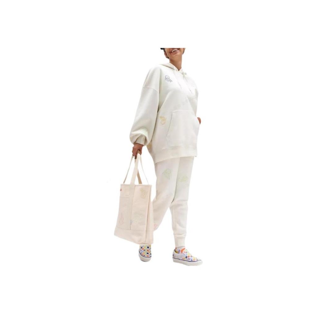 Vans Logo Print Solid Color Hoodie Women Tops White VN0A5LM7FS8