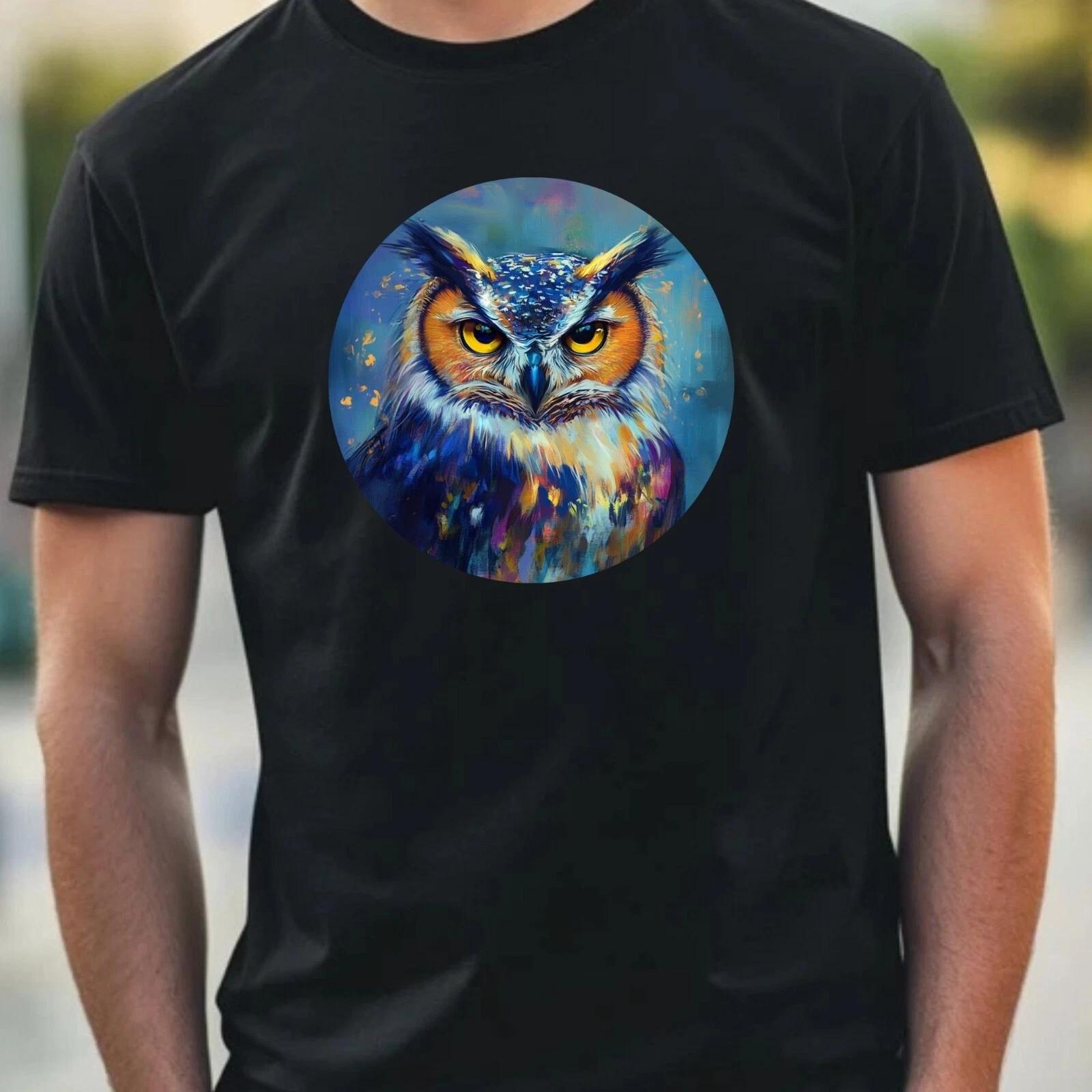 T-Shirt Herren Eule Portrait Motiv Baumwolle Größe XS bis 5XL XS